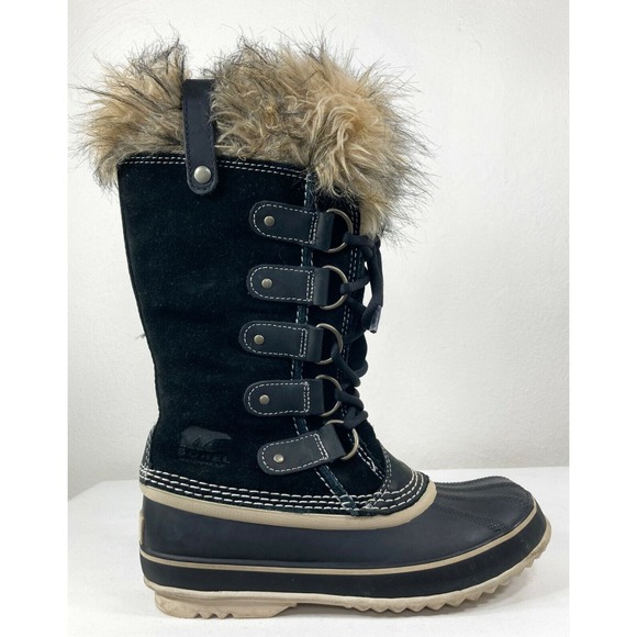 Sorel Joan of Artic Winter Black Waterproof Boots Suede Fur Snow Shoe US 6 EU 37 - Picture 3 of 12